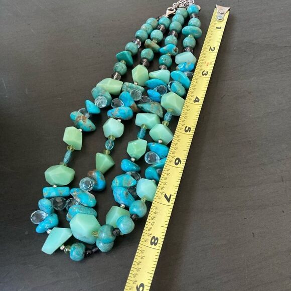Barse Turquoise Stone Beaded Sterling Silver Statement Necklace - Picture 5 of 6